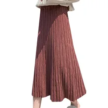 Летняя и осенняя плиссированная юбка, Женская винтажная юбка с высокой талией, женская элегантная однотонная плиссированная юбка, длинная юбка с металлическим покрытием, Женская юбка