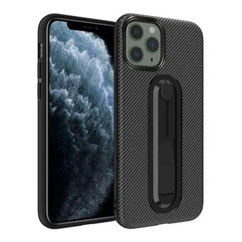 

Carbon fibre Ultrathin TPU Case Invisible Stand Finger Ring Holder Shockproof Cover for iPhone 11 Pro Max