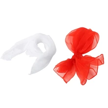 2 шт милые модные простые квадратные шифоновые шарфы для шеи 70 см х 70 см, красный и белый