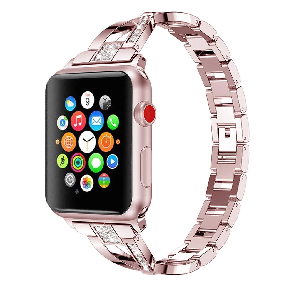Металлический алмазный браслет из нержавеющей стали для Apple Watch series 1 2 3 38 мм 42 мм Высококачественный ремешок для iwatch 5 4 44 мм 40 мм