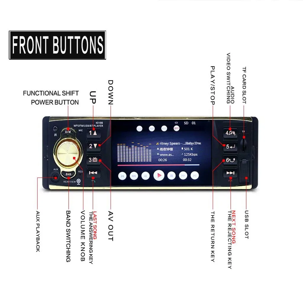 Swm-4019b автомобильный Mp5 Плеер Bt Hands-free Реверсивный приоритет Автомобильный Mp3 карта Fm музыкальный Плеер На Авто Магнитолу#7