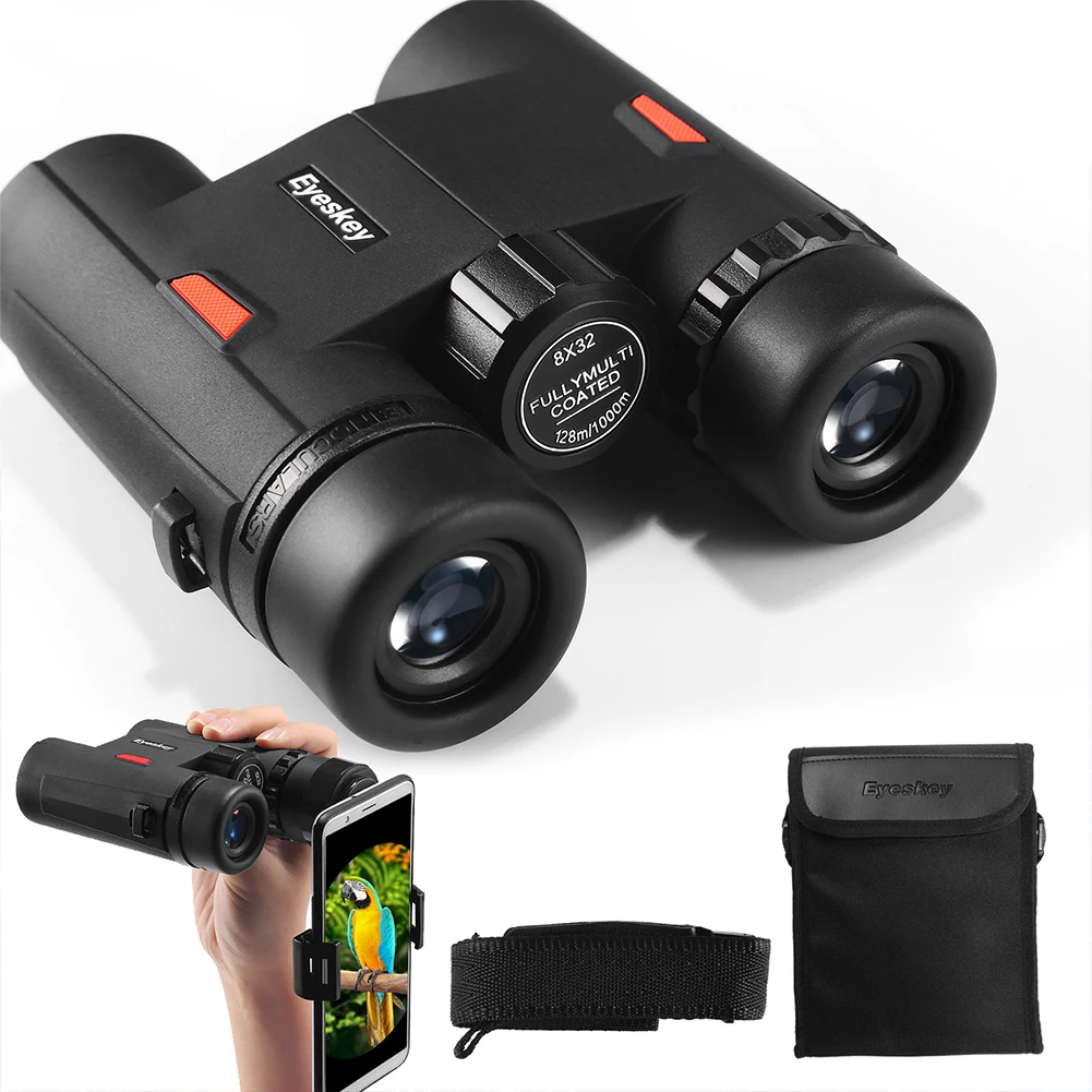 8X32 наблюдение за птицами HD бинокль прочный видео оптика FieldView с ремешком BAK4 призма Карманный ночное видение компактный водонепроницаемый