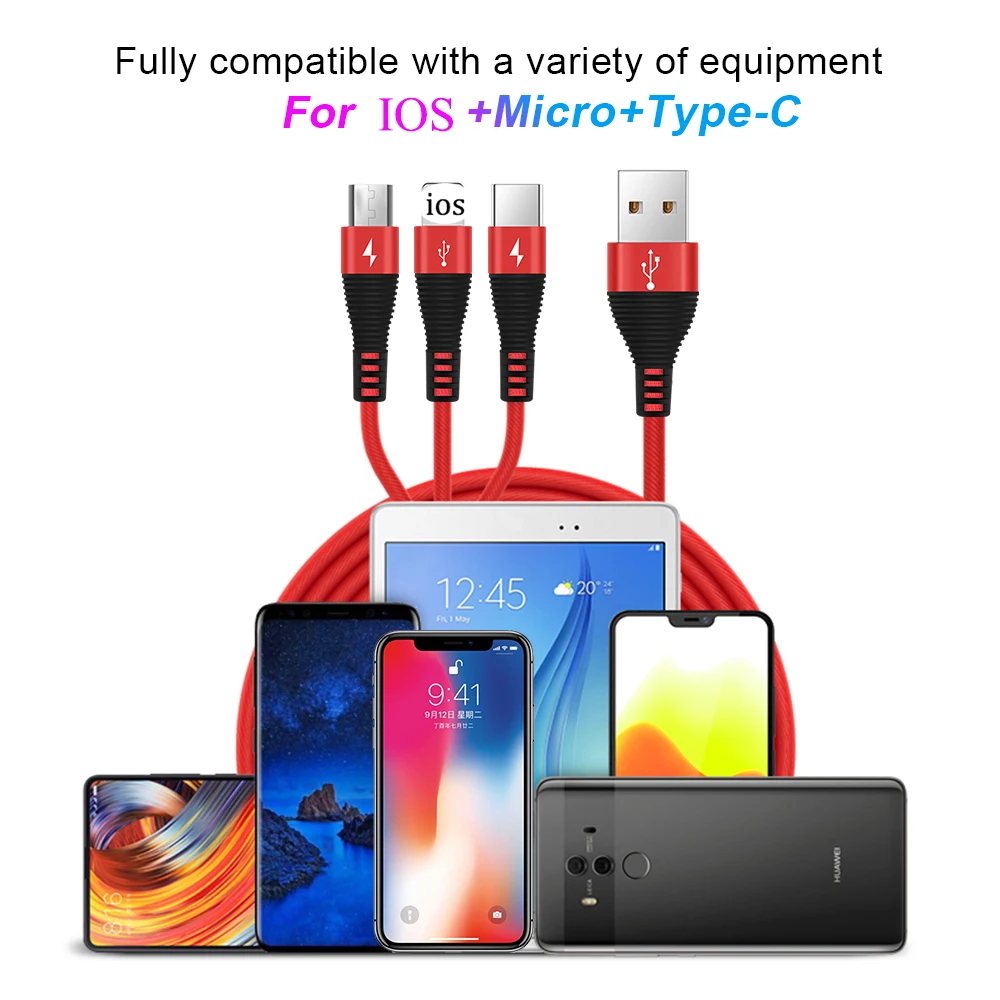 Сплав type C телефонный кабель USB Быстрый зарядный кабель USB для samsung Note10+ для iPhone 11 XS Max 6 7 8 Plus Зарядка данных Micro USB