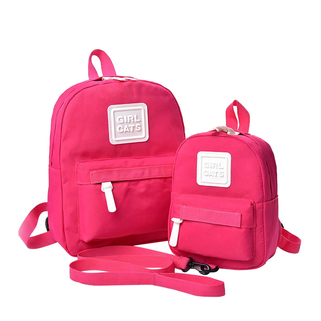 Hot Pink Водонепроницаемый нейлоновый рюкзак для женщин Девушка мультфильм алфавит студенческий Рюкзак Повседневная Большая емкость путешествия 2 шт набор Mochilas - Цвет: Hot Pink