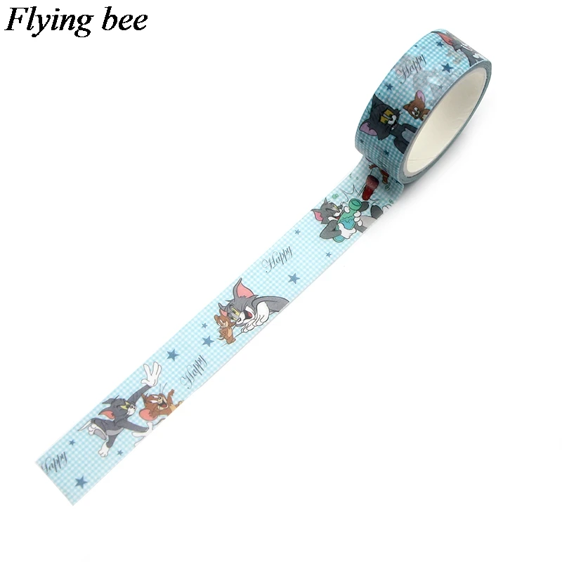 Flyingbee 4 шт./компл. с рисованным аниме, Творческая лента Cat клейкая лента с изображением милого монстра Бумага лента Washi забавные ленты лента Набор DIY подарки X0638