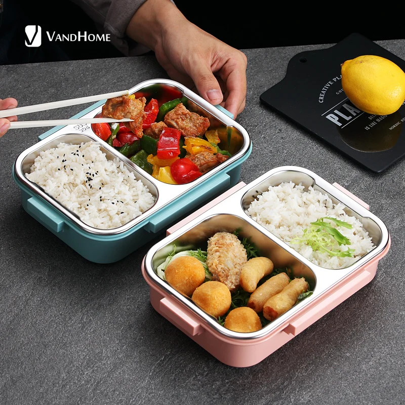 VandHome японский детский Ланч-бокс герметичный Bento box 304 контейнер для еды из нержавеющей стали для детей школьная коробка для еды