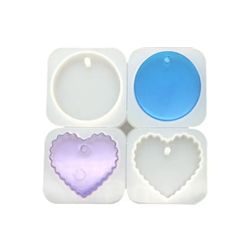 

DIY Crystal Epoxy Hanging Jewelry Making Mould Heart Shaped Round Wave Handmade Pendant Molds Resin Gypsum Silicone Mold