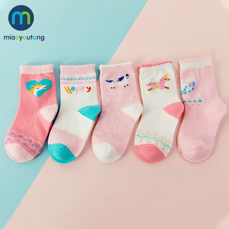 Cotton Cartoon Children Socks 5 Pair Jacquard Cat Unicorn Rabbit for Kids Girl Baby Boy Newborn