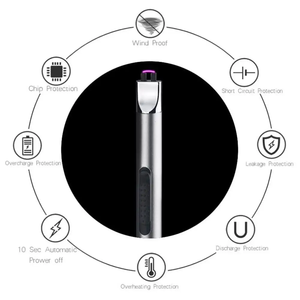 USB ARC импульсный воспламенитель для зарядки прикуривателя кухня открытый инструмент для выпечки барбекю электрическая дуговая зажигалка