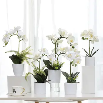 

Artificial Phalaenopsis Bonsai Artificial Silk Flowers Pot Plant Home Wedding Decoration Artificial Flower Bonsai