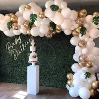 98 pçs balão branco guirlanda arco kit ouro confetes látex balões para o casamento crianças selva decorações da festa de aniversário chuveiro do bebê