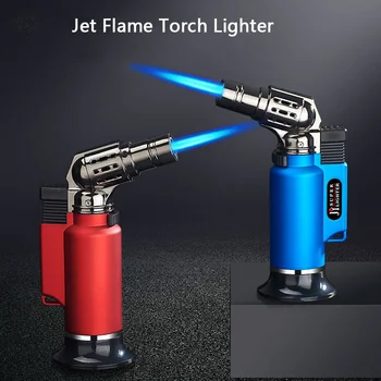 New Jet Flame Windproof Cigar Lighter Butane Gas Blow Torch Lighter For Kitchen BBQ Wholesale 4