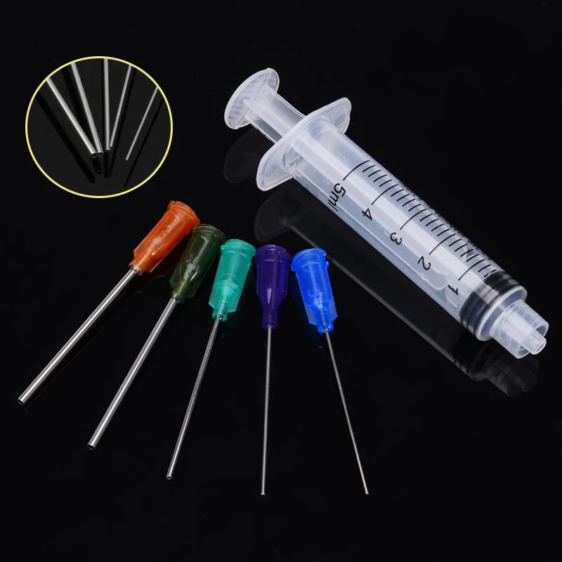 5pcs For Glue Oil Ink Syringe Crimp Sealed-Blunt Chemical Needle Tips 5ml Capacity Transparent Plastic Syringes | Обустройство дома
