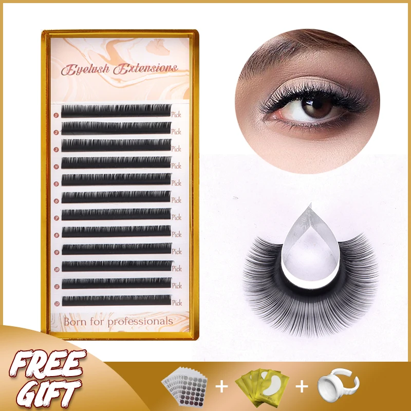 

C/CC/D/DD Curl lash Extensions Mink Lashes Individual Faux Natural Wave Washable Volume Lash Extensions Mixed Tray 8-15mm