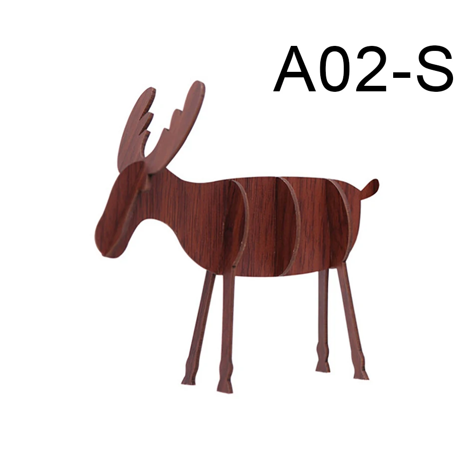 SEAAN Wood Christmas Elk Deer Ornaments Xmas Tree Hanging Desktop Decoration Gift Top Xmas Table Decoration