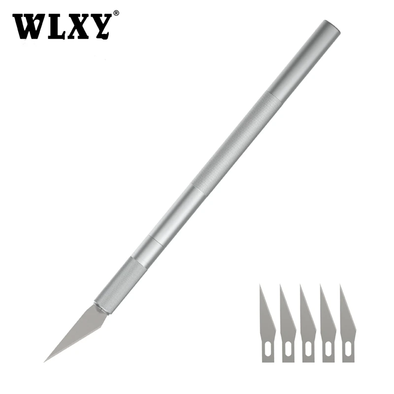 Alufer-cuchillas de cuchillo con mango de Metal, cortador antideslizante, cuchillas para artesanías, papel de madera, pluma artesanal, grabado, bricolaje, herramientas manuales de arte