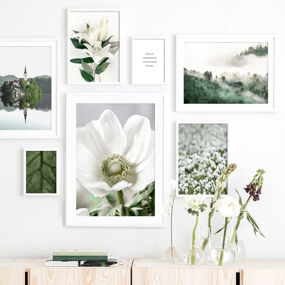 Lily Grass Leaf Fog Forest Castle Nordic Posters And Prints Modern Wall Art Canvas Painting Pictures For Living Room Decor | Дом и сад