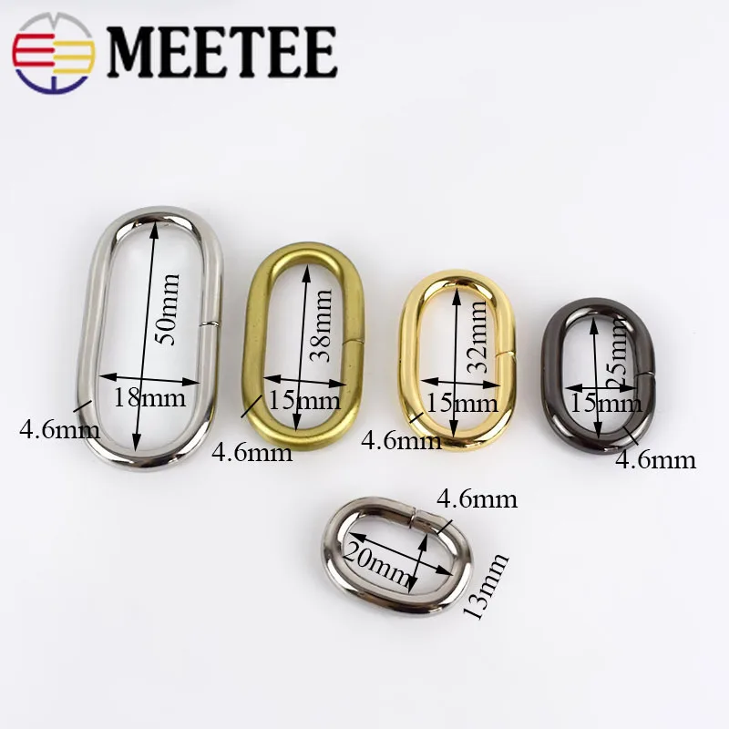 5/10 шт. овальная металлическая сумка Meetee с круглым кольцом ремень тесьма застежка