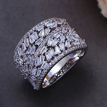 

Famous Brand Luxury Big Winding Geometry Cubic Zironia CZ Ring For Women Wedding Dubai Unisex Bridal Finger Ring 2020
