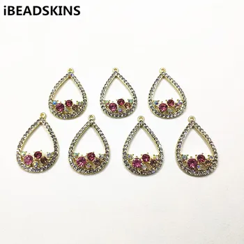 

New arrival! 36x23mm 50pcs zinc Alloy with Rhinestone Drop-shape Charm for Necklace,Earrings parts,hand Made Jewelry DIY
