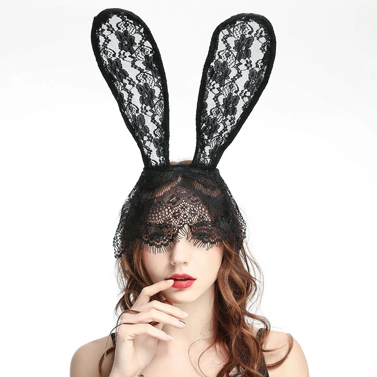 

Lace Rabbit ears Girls Headwear Photo Props Party Hair Hoop Halloween Headband Female Hair Hoop