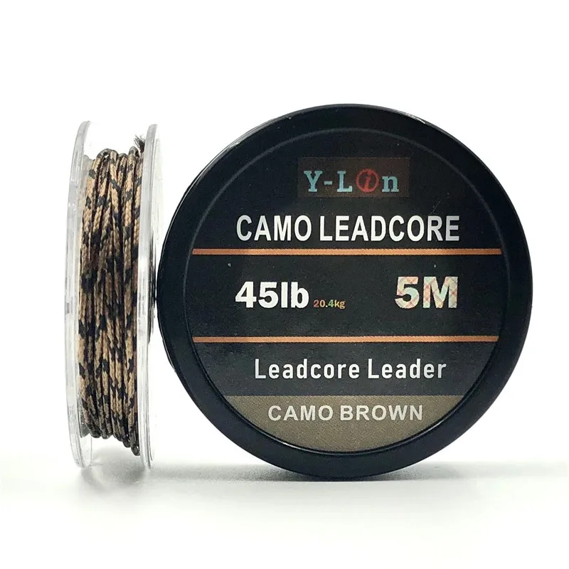 5m Braided Lead Core Carp Leader Line Camo Brown Mainline Leadcore for Carp Rig Chod Helicopter Rig Carp Coarse Fishing Line