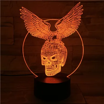 

3D Lamp The Skull Hologram Awesome Decoration for Living Room Atmosphere 7 Color with Remote Fast Delivery Led Night Light Lamp