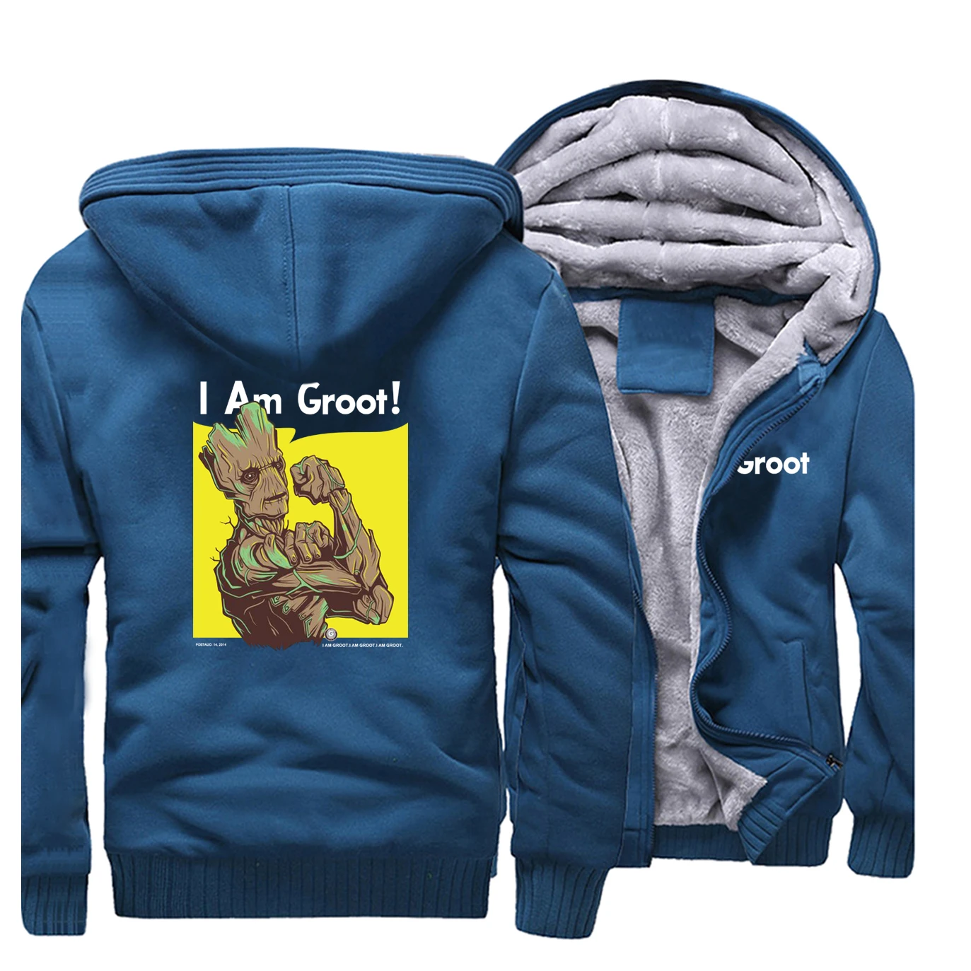 Hoodies Of The Galaxy Movie I Am Groot/толстовки с рукавами реглан г., зимняя теплая флисовая толстовка теплая куртка для пары - Цвет: Lake Blue