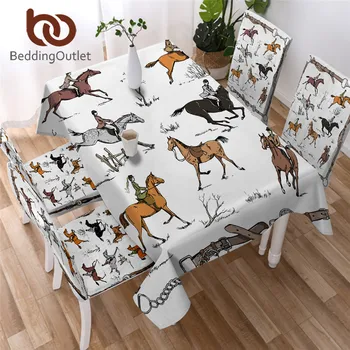 

BeddingOutlet Equestrian Tablecloth Waterproof Dinner Table Cloth England Tradition Horse Riding Home Decor Table Cover Washable