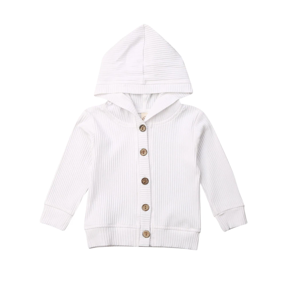 Pudcoco/осенне-зимняя детская куртка; пальто; Одежда для маленьких девочек; вязаная верхняя одежда на пуговицах с капюшоном и длинными рукавами; топы; детская одежда