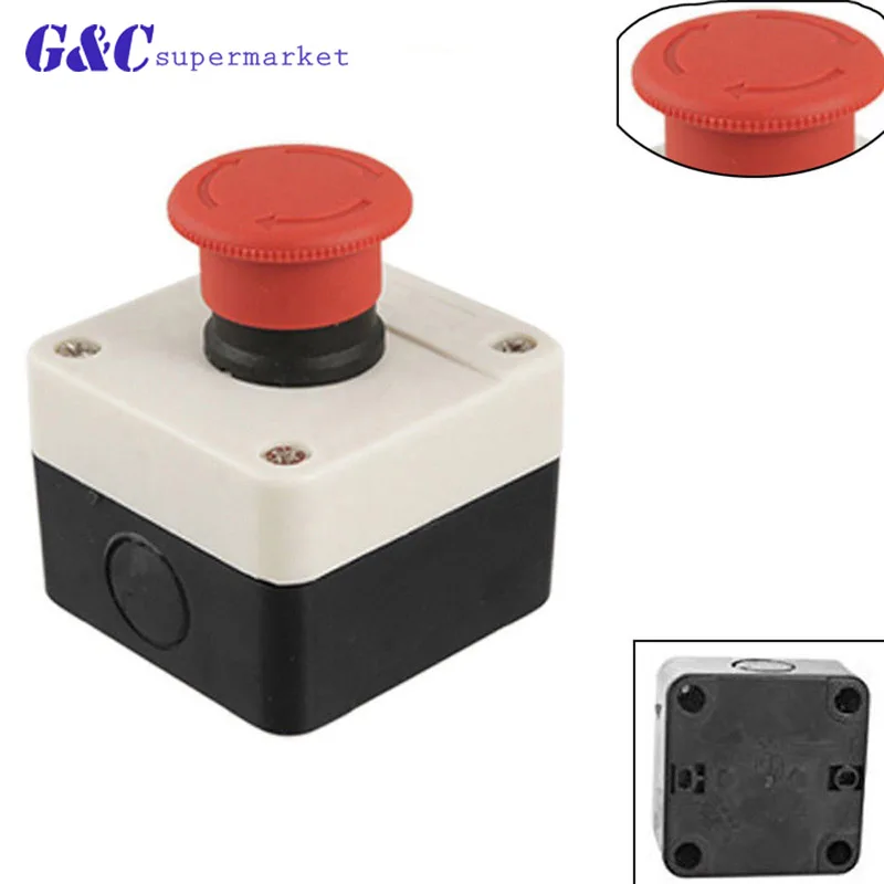 Красная Грибная крышка DPST аварийный стоп кнопочный переключатель AC 400V 10A