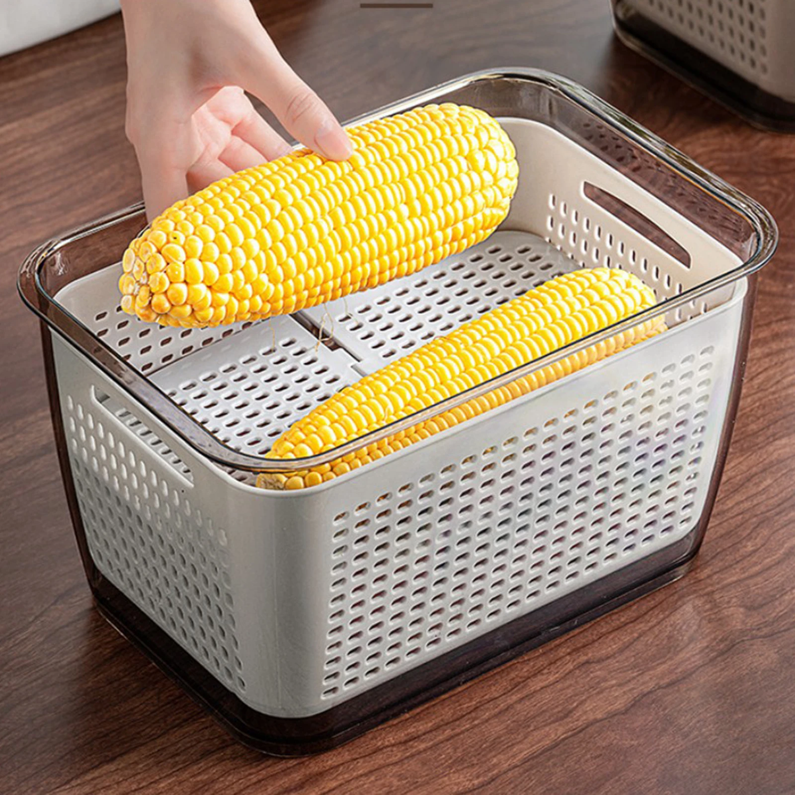 Professional Kitchen Fridge Drain Basket Vegetable Fruit Food Storage Box Organizer Containers