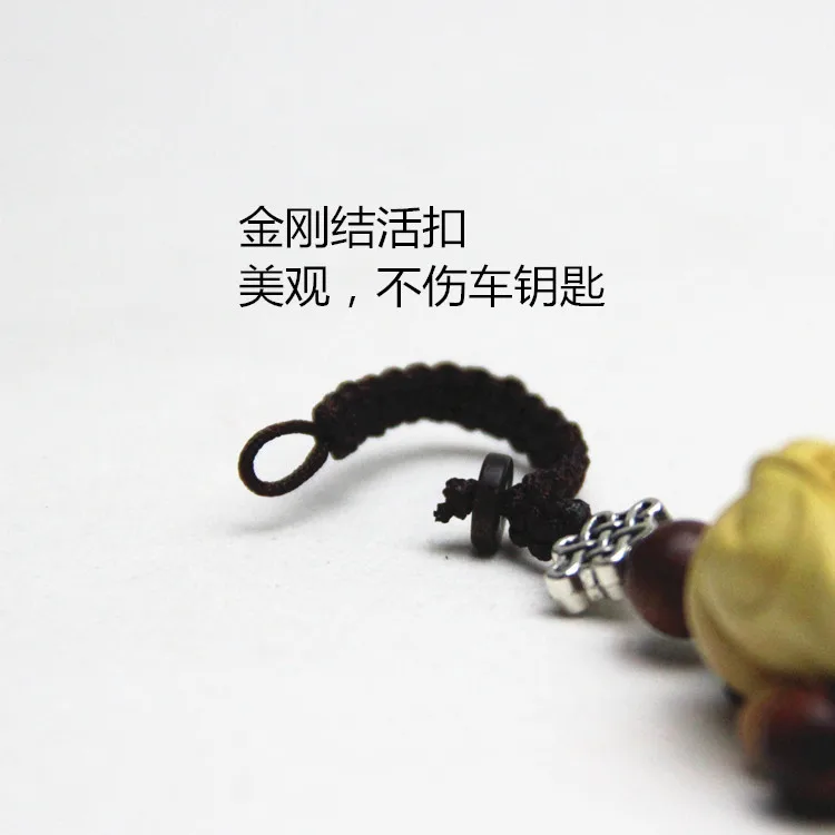 Boxwood Car Key Ring Carved Sanzo Praying Brings Safety Key Ornaments Pendant Gift Xhhy17