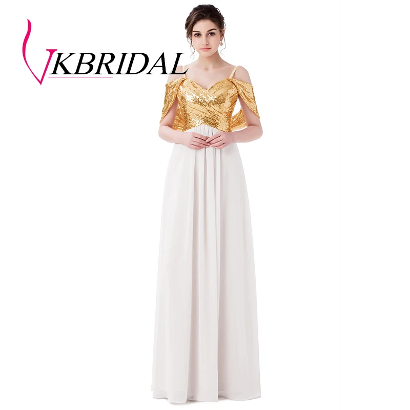 same as picture VKBRIDAL Милая Роза блесток и шифон платья подружек невесты с бретельками очаровательное свадебное платье - Цвет: same as picture