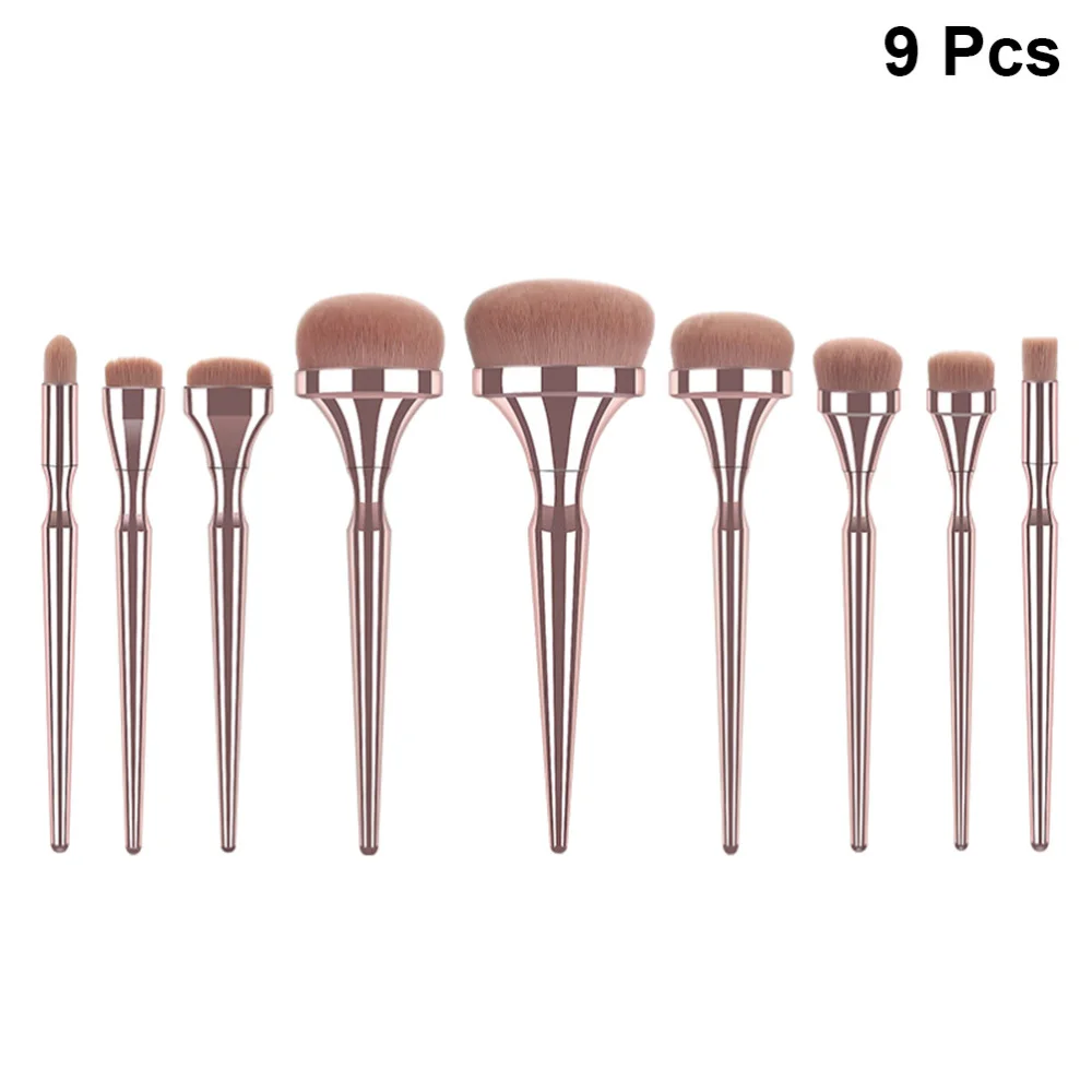 9pcs Gyro Design Makeup Brushes Kit Electroplating Handle Nylon