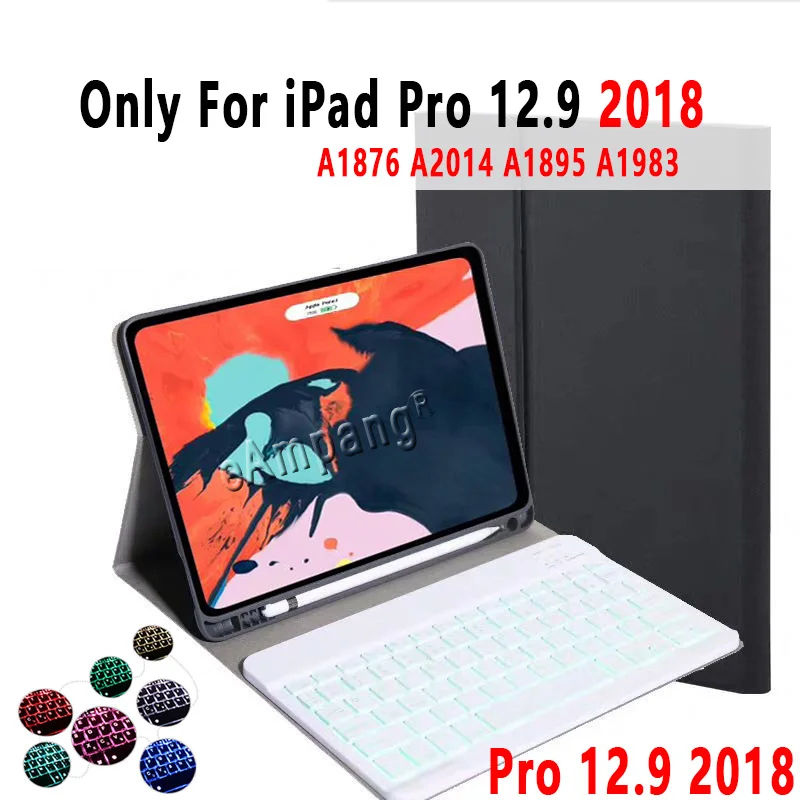 For Pro 12.9 2018 Клавиатура с подсветкой Чехол для iPad Pro 12,9 чехол с карандаш держатель для Apple iPad Pro 12,9 чехол Чехол Funda - Цвет: For Pro 12.9 2018