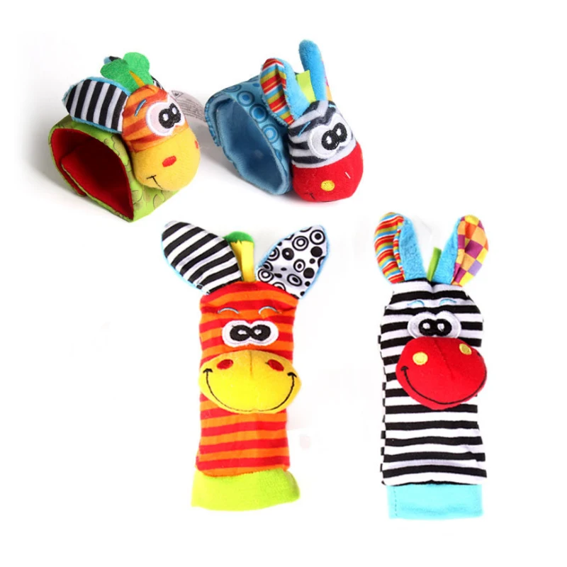 Saizhi/детские игрушки-погремушки для малышей 0-12 месяцев, погремушки на запястье и носочки, развивающие игрушки, рождественские подарки для детей - Цвет: deer  4pcs