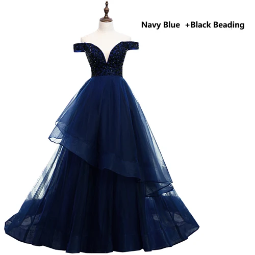 Бисерное платье для выпускного V образным вырезом розовый высокое Разделение шелковое платье, свадебное платье, вечернее платье без рукавов трапециевидной формы на завязке с открытой спиной Vestido De - Цвет: Navy Blue