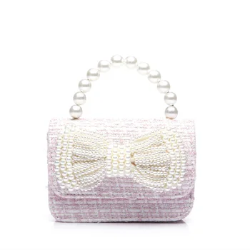 

Korean Pearl Crossbody Bags for Women Bow Handbags Tote Kid Girl Mini Party Hand Bags Baby Princess Shoulder Bag gift