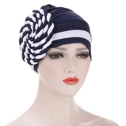 Helisopus New Double Color Braid Knot Turban Muslim Elastic Head Scarf Chemo Cap Fashion Bandana Hats Ladies Hair Accessories
