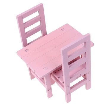 

3Pcs/Set Dollhouse Miniature Wooden Dining Chair Table Furniture Set For Doll House Furniture Toys