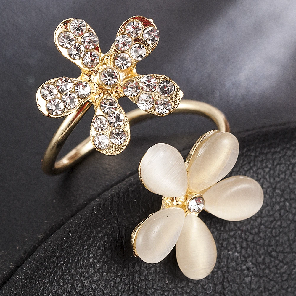 Очаровательное кольцо в виде цветка маргаритки, стразы, женское регулируемое кольцо, кольца для женщин, ювелирные изделия Anel