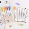 6pcs/lot Highlighter Pen Pastel Markers Fluorescent Pen Watercolor Highlighters Drawing Painting Art Stationary School Supplies ► Photo 3/6