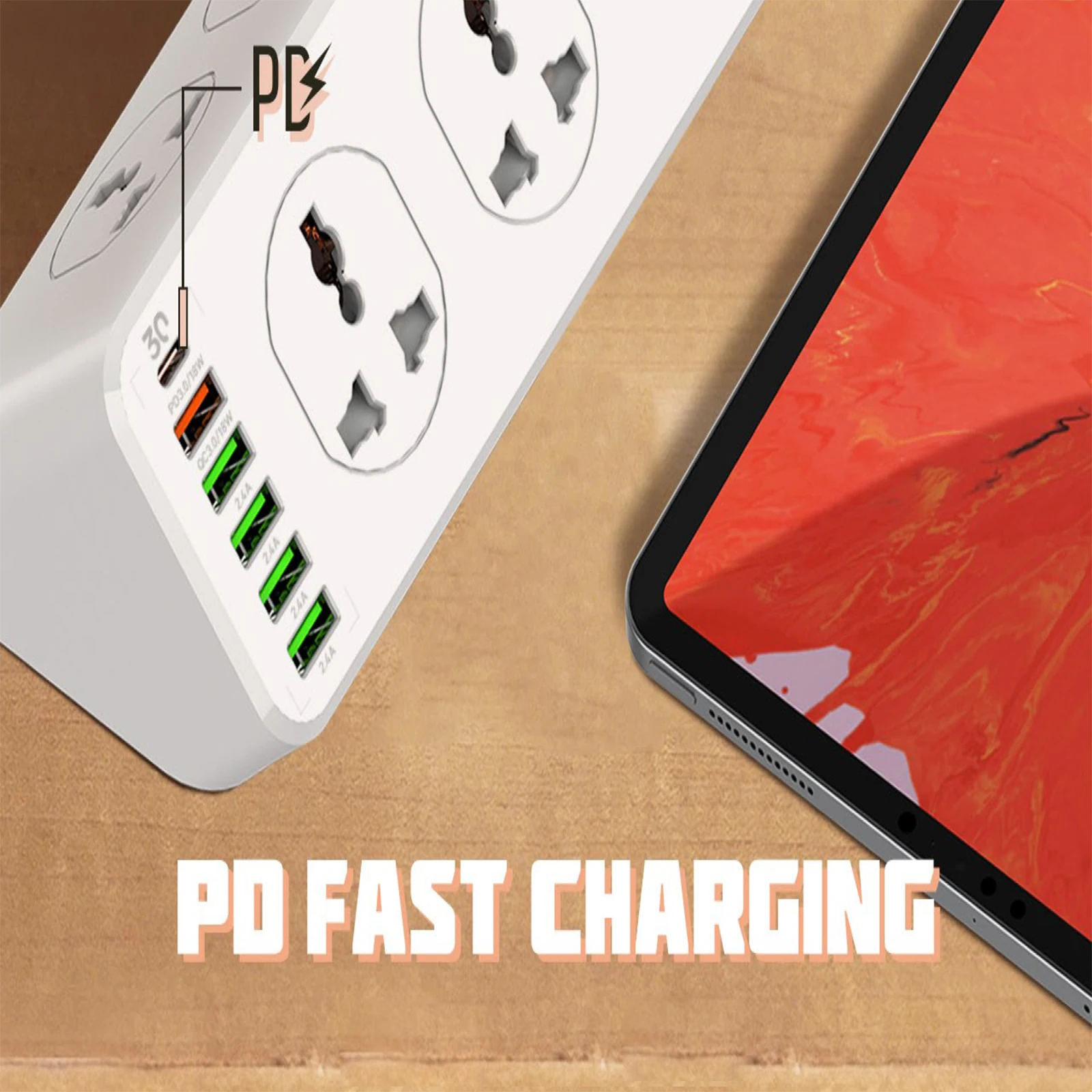 Ldnio SC10610 QC 3.0 PD Fast Charging Socket 2500W with 10 Sockets + 4 Usb Ports + 1 Type-C Pd Port + 1 Qc3.0 Port Desktop Extension Home Charger with 2M Cord 18 H2dc150182b644a54b74fae2bf726008df