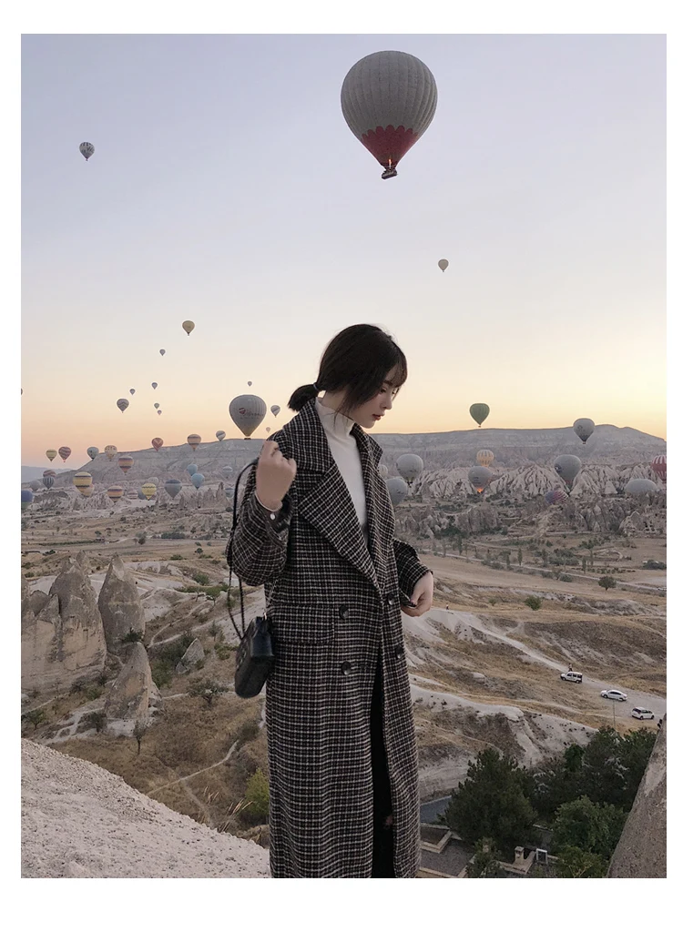 Зимнее шерстяное пальто для фотосессии, стиль, свободный крой, выше колена, с сумочкой, даже на талии, с изображением птиц, для женщин