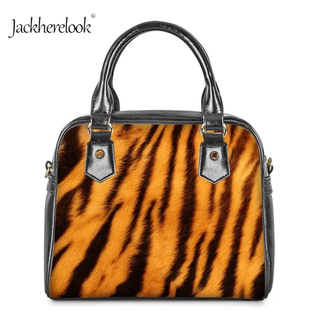 C0455DL Jackherelook 3D роскошный леопард/Жираф/Зебра/Тигр мех печати сумка животных полоса Сумочка с текстурой кожа Messenager сумки - Цвет: C0455DL
