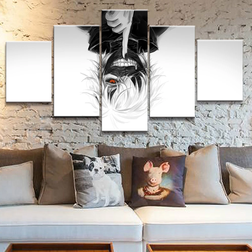 

5 Panels Canvas Painting Poster Tokyo Ghouls Animation Decor Living Room Pictures Modern Wall Frame Print Poster Artwork