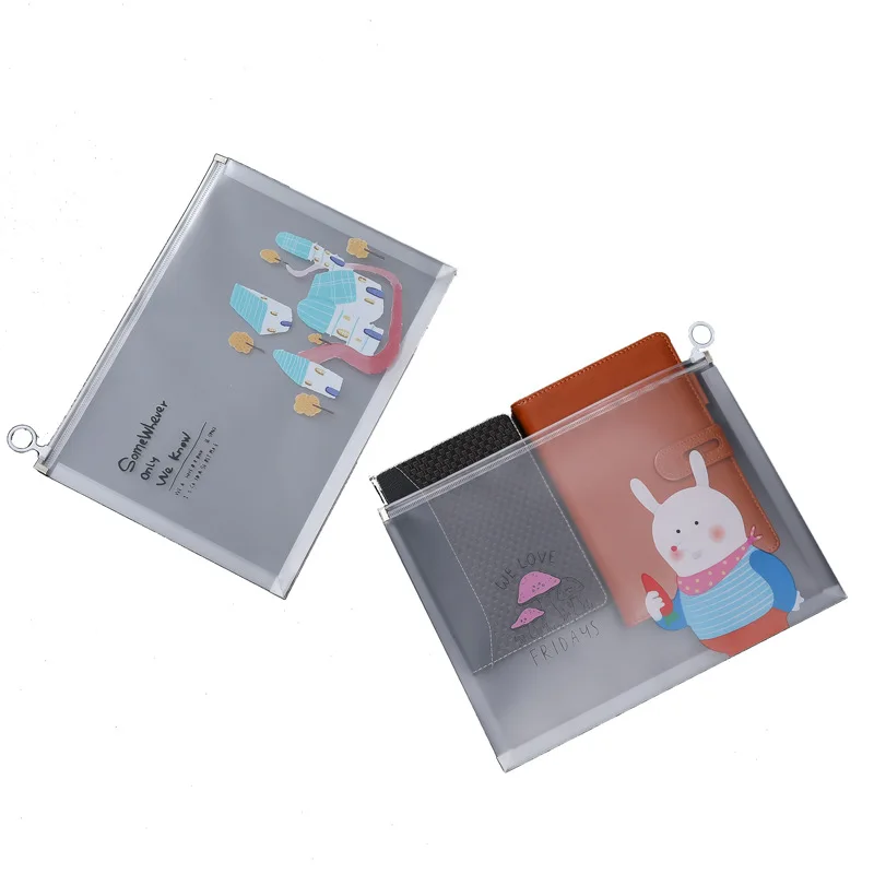 2/4pc waterproof multi-functional transparent document cartoon A4 document bag storage box office school stationery file bag office folder binder folder