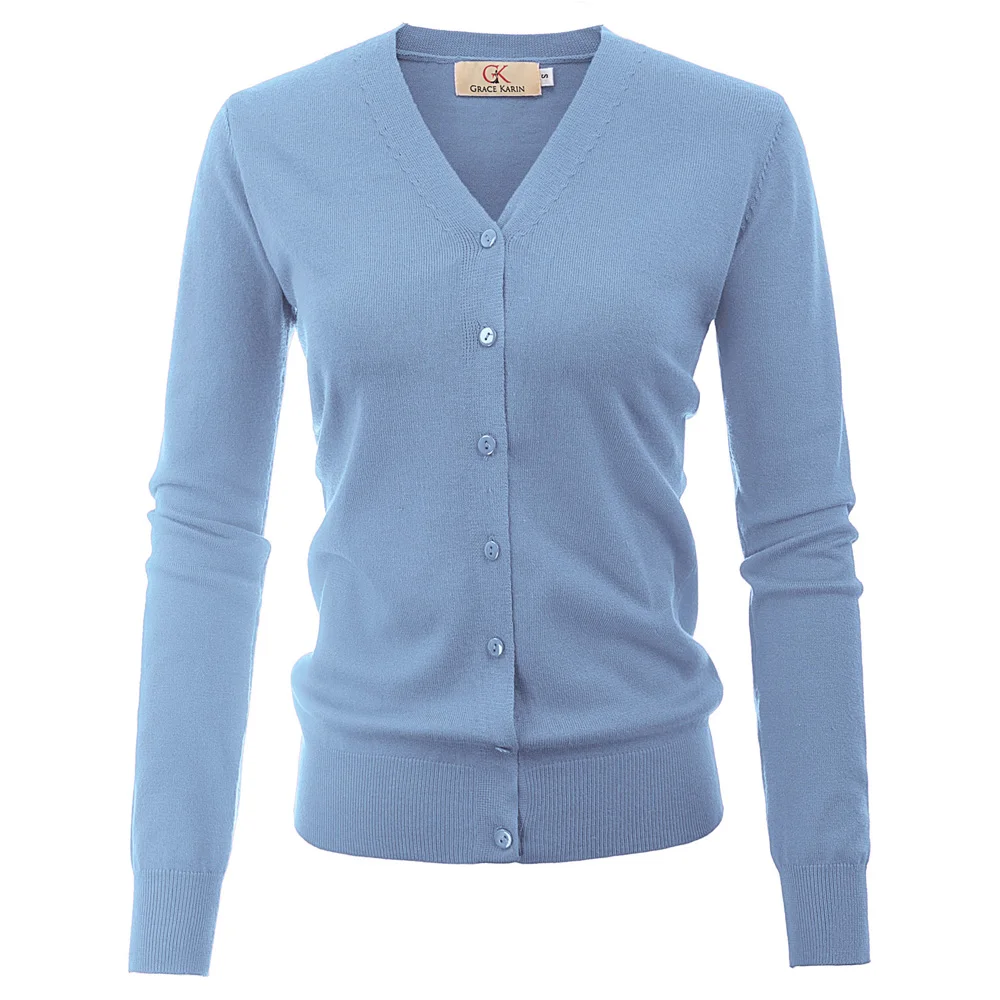 

Women Jumpers Hot Long Sleeve V-Neck Button Placket Knitwear Fashion Soft Knitting Coat Ladies Tops Clothes Solid Color Cardigan