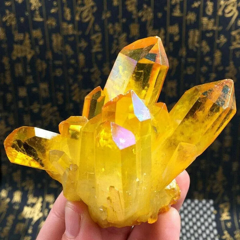 1PCS Natural Yellow Citrine Crystal Column Crafts House Decoration Crystal Citrine Cluster Mineral Specimen for Hotel Decor 100g 4